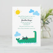 Alligator Birthday Party Invitation Kaart (Staand voorkant)