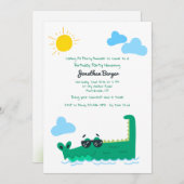 Alligator Birthday Party Invitation Kaart (Voorkant / Achterkant)