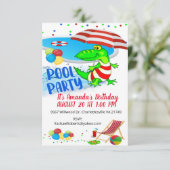 Alligator Birthday Party Invitation Kaart (Staand voorkant)
