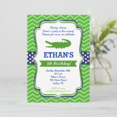Alligator Birthday-uitnodigingen Kaart (Staand voorkant)