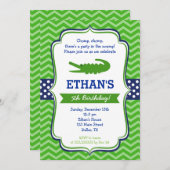 Alligator Birthday-uitnodigingen Kaart (Voorkant / Achterkant)