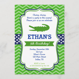 Alligator Birthday-uitnodigingen Kaart