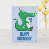 Alligator Birthday Wenskaart Kaart (Gele Bloem)