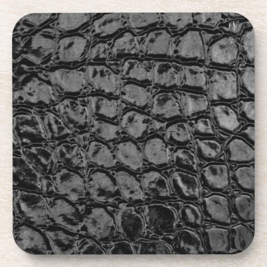 Alligator Black Faux Leather Bier Onderzetter (Voorkant)