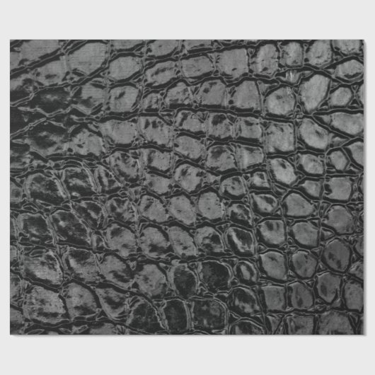 Alligator Black Faux Leather Cadeaupapier (Vlak)