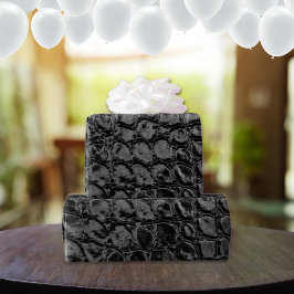 Alligator Black Faux Leather Cadeaupapier