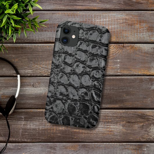 Alligator Black Faux Leather Case-Mate iPhone Case