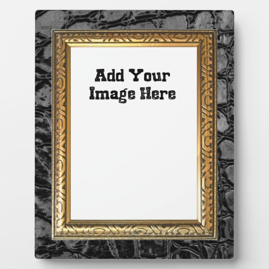 Alligator Black Faux Leather Gold Lijst Fotoplaat (Voorkant)