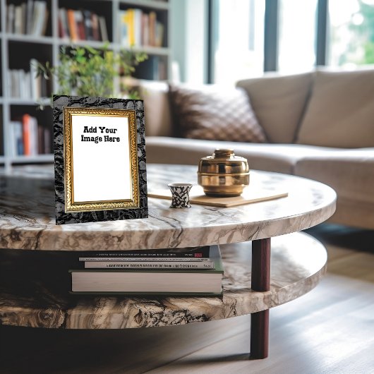 Alligator Black Faux Leather Gold Lijst Fotoplaat