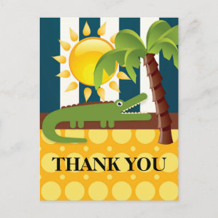 Alligator Blauw Geel Verjaardagsfeest Bedankt Briefkaart
