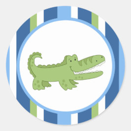 Alligator Blauw/Groene Envelope Seals / Toppers 20 Ronde Sticker