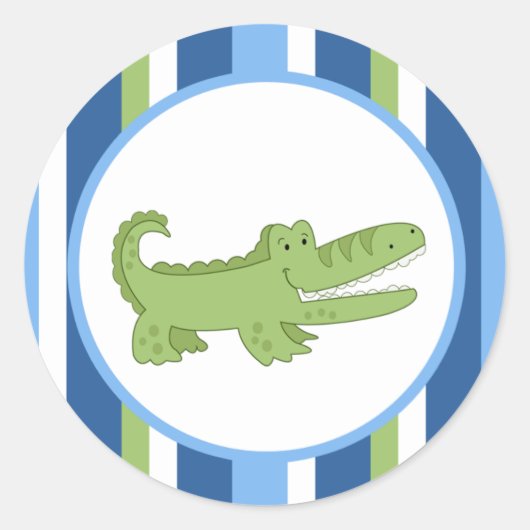 Alligator Blauw/Groene Envelope Seals / Toppers 20 Ronde Sticker (Voorkant)