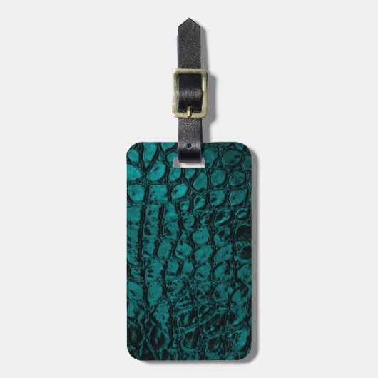 Alligator Blauwgroen kunstleder Bagagelabel (Voorkant verticaal)