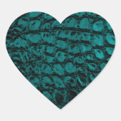 Alligator Blauwgroen kunstleder Hart Sticker (Voorkant)