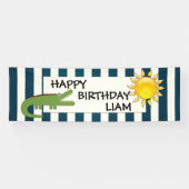 Alligator Blue en White Nautical Birthday Banner (Horizontaal)
