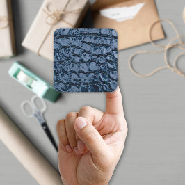 Alligator Blue Faux Leather Vierkante Sticker