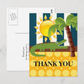 Alligator Blue Yellow Birthday Party Bedankt Briefkaart (Voorkant / Achterkant)
