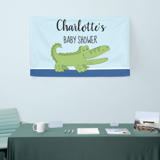 Alligator Boy Baby shower Green Blue Signage Spandoek (Beurs)
