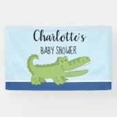 Alligator Boy Baby shower Green Blue Signage Spandoek (Horizontaal)