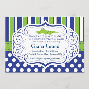 ALLIGATOR BOY BABY SHOWER INVITATION KAART