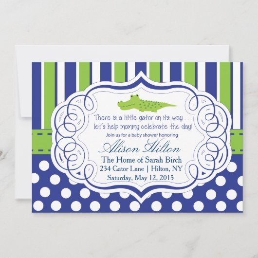 ALLIGATOR BOY BABY SHOWER UITNODIGEN KAART (Voorkant)