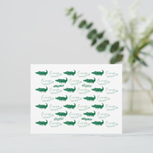 Alligator briefkaart groen (Staand voorkant)
