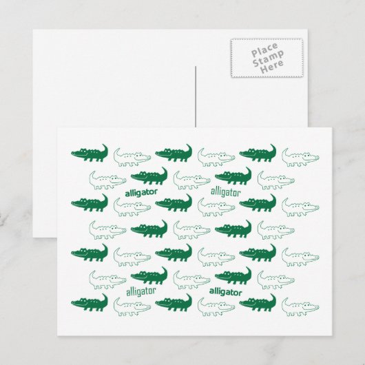 Alligator briefkaart groen (Voorkant / Achterkant)