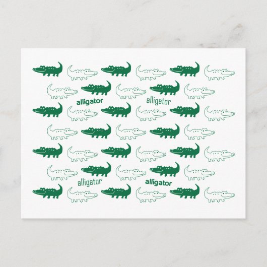 Alligator briefkaart groen (Voorkant)