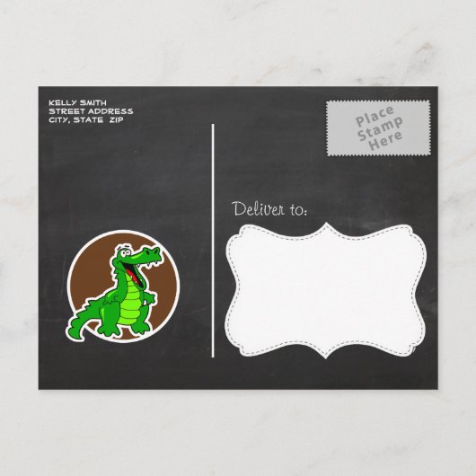 Alligator; Brown Chevron Uitnodiging Briefkaart (Achterkant)
