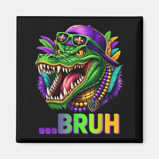Alligator Bruh Mardi Gras Costume Men Women Kids _ Magneet (Voorkant)