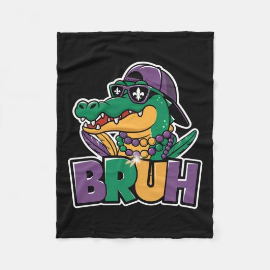 Alligator Bruh Mardi Gras Kostuum Carnaval Tiener Fleece Deken (Voorkant)