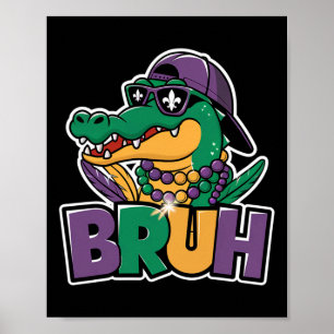 Alligator Bruh Mardi Gras Kostuum Carnaval Tiener Poster