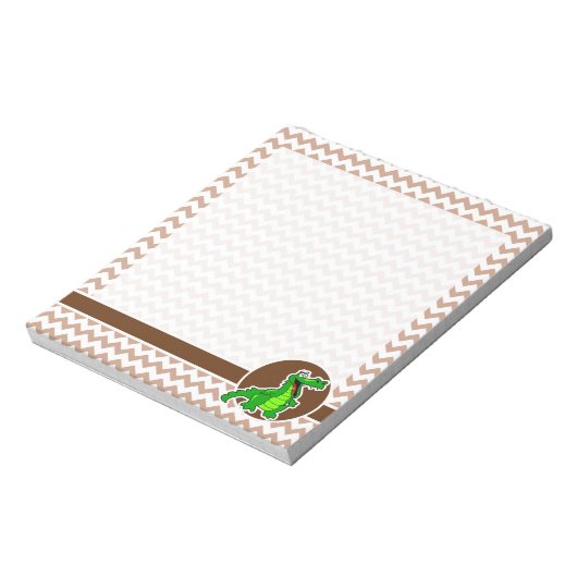 Alligator; bruine Chevron Notitieblok (Linkerzijde)