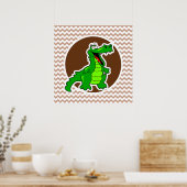 Alligator; bruine Chevron Poster (Keuken)