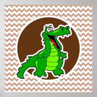 Alligator; bruine Chevron Poster