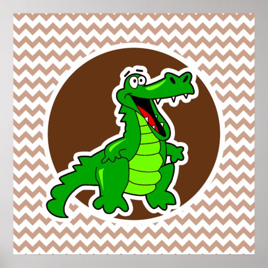 Alligator; bruine Chevron Poster (Voorkant)