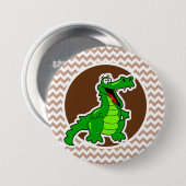 Alligator; bruine Chevron Ronde Button 7,6 Cm (Voorkant /achterkant)