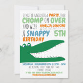 Alligator Chomp, Chevron verjaardagsfeestje uitnod Kaart (Voorkant)