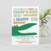 Alligator Chomp, Chevron verjaardagsfeestje uitnod Kaart (Staand voorkant)