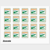 Alligator Chomp, Chevron verjaardagsfeestje Vierkante Sticker (Vel)