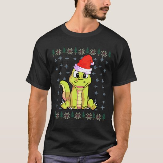 Alligator Christmas Santa Hat Crocodile T-shirt (Voorkant)