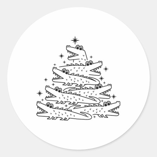 Alligator Christmas Tree Swea Ronde Sticker (Voorkant)