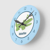 Alligator Crocodile Blue Bird Cute Oerwoud Nursery Ronde Klok (Hoek)