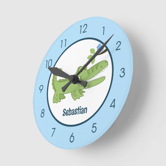 Alligator Crocodile Blue Bird Cute Oerwoud Nursery Ronde Klok (Hoek)
