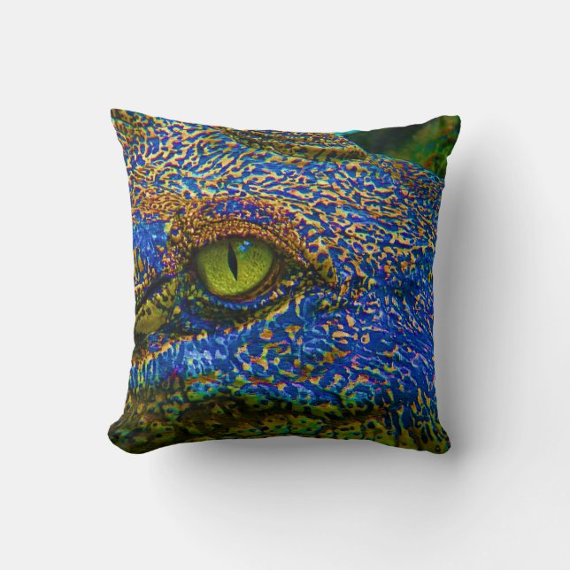 Alligator Crocodile Colorful Eye Editable. Kussen (Voorkant)