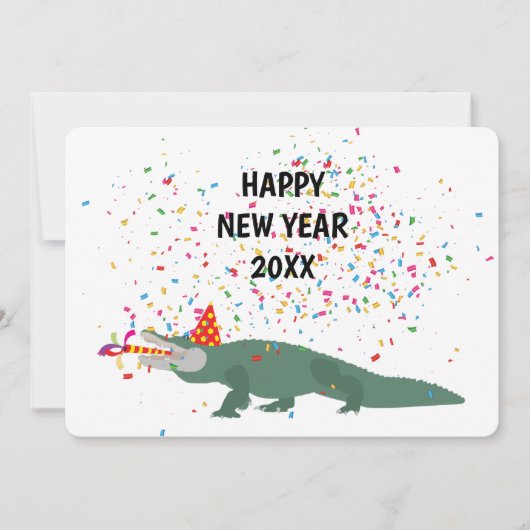 Alligator Crocodile - Dieren gelukkig nieuwjaar Feestdagenkaart (Voorkant)