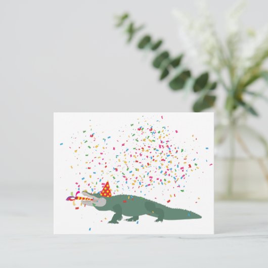 Alligator Crocodile - Dieren met partij Feestdagenkaart (Staand voorkant)