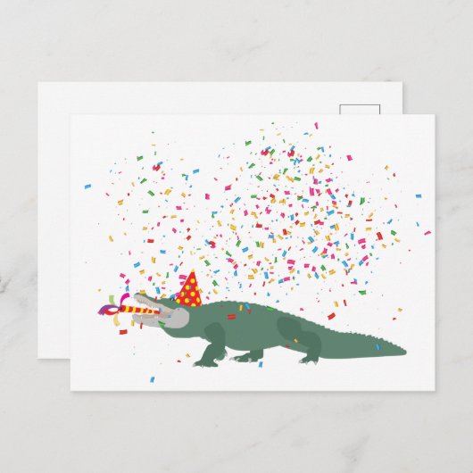 Alligator Crocodile - Dieren met partij Feestdagenkaart (Voorkant / Achterkant)
