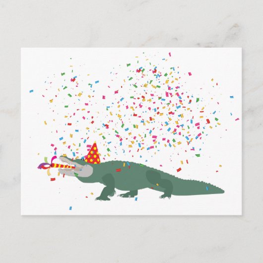 Alligator Crocodile - Dieren met partij Feestdagenkaart (Voorkant)