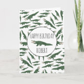 Alligator Crocodile Pattern Douanenaam Birthday C Kaart (Voorkant)